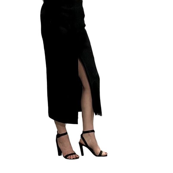 Escada Dresses & Skirts - Escada Vtg 80s 90s High Waist Black Wool Long Front Single Pleat Maxi Skirt 44 L